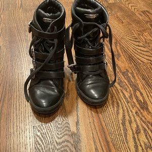 Black Micheal Kore Wedge Sneakers